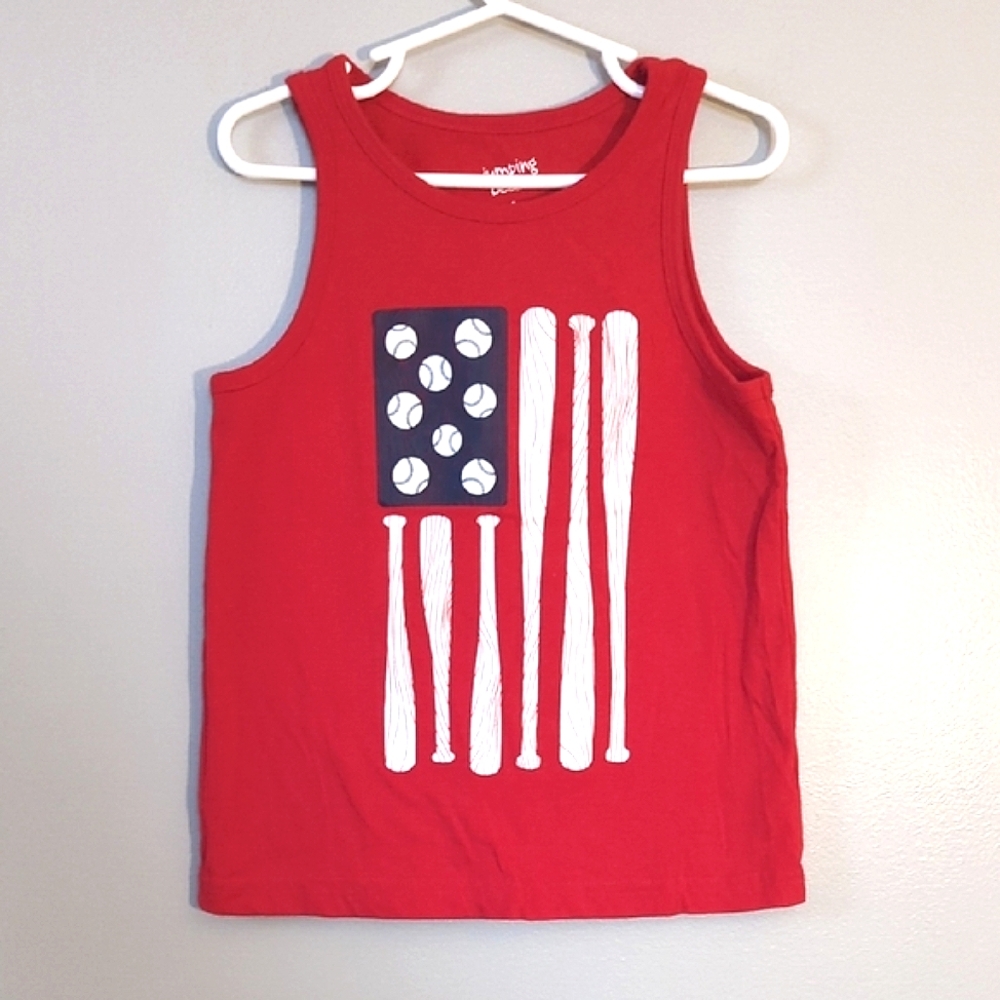 Jumping Beans patriotic baseball tank, size 5